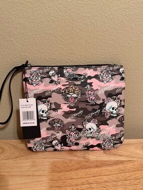 Ed Hardy Pink & Black Camo Wristlet Pouch